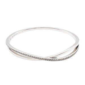 Pandora Entwined Sterling Silver Bangle with Clear Zirconia – Retired – Size 2 (